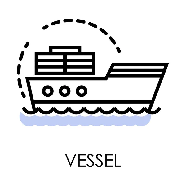 Sailboat or cargo boat, vessel or ship isolated icon — Stock Vector