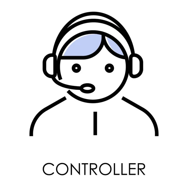 控制器隔离图标、耳机操作员、呼叫中心 — 图库矢量图片