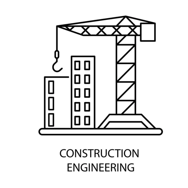 Génie construction icône de contour isolé, bâtiment de maison — Image vectorielle