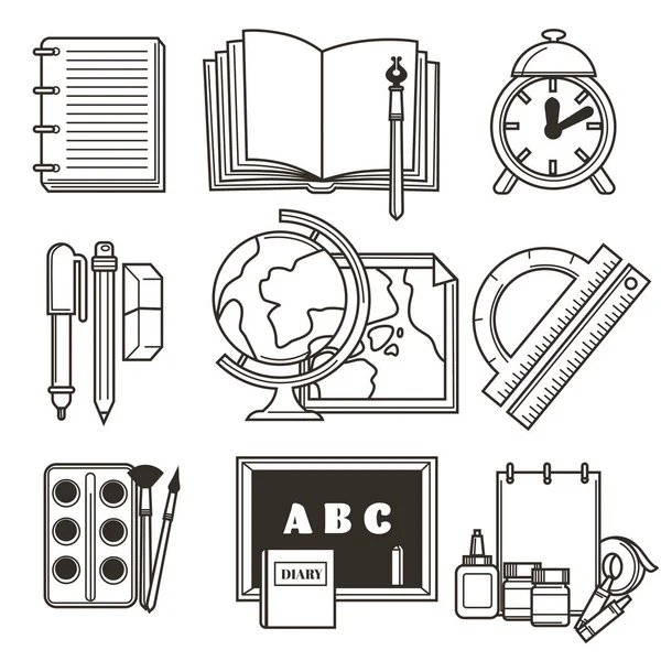 Eğitim izole simgeler, okul veya üniversite anahat sembolleri