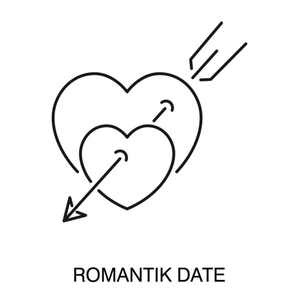 Romantisches Datumssymbol, Herz mit Pfeil durchbohrt — Stockvektor