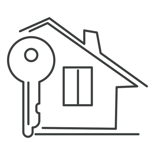 Privathaus Und Schlüssel Immobilien Isoliert Lineares Symbol — Stockvektor