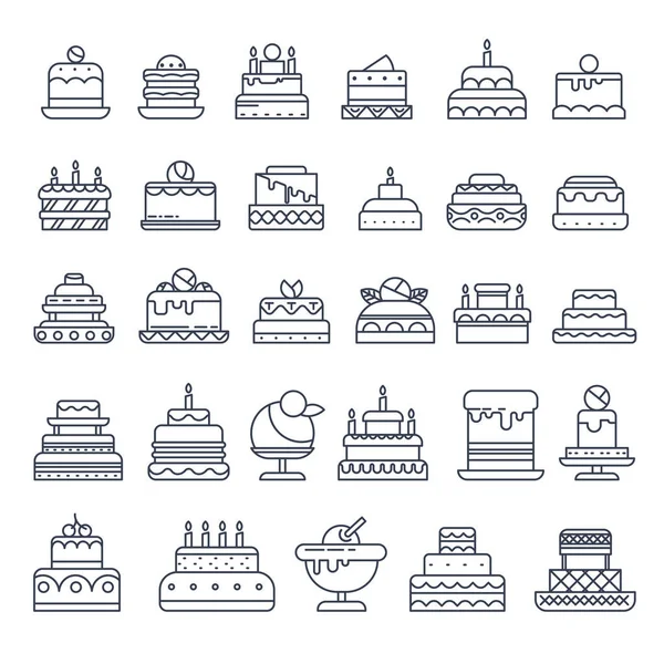 Tatil tatlısı, pasta izole anahat simgeleri, pasta gıda