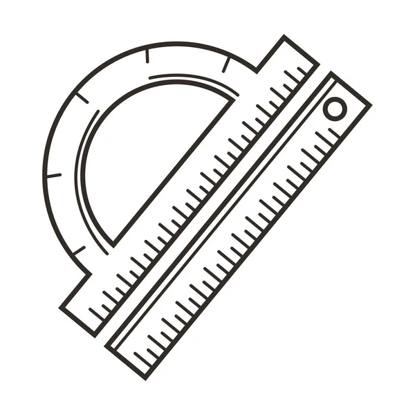 Lineal und Winkelmesser, Schreibwaren für die Schule, geometrische Zeichenwerkzeuge — Stockvektor