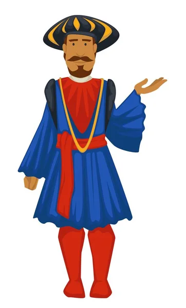 Homme ou prince en vêtements vintage, style Renaissance — Image vectorielle