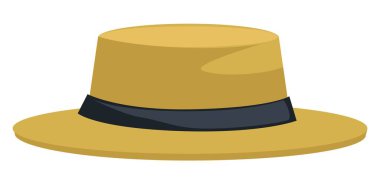 Yaz tatili, hasır şapka izole kadın veya erkek başlık veya aksesuar vektör. Çizgili giysi, baş örtüsü veya şapka, erkek veya kadın giymek. Alışveriş, vintage veya retro moda tarzı