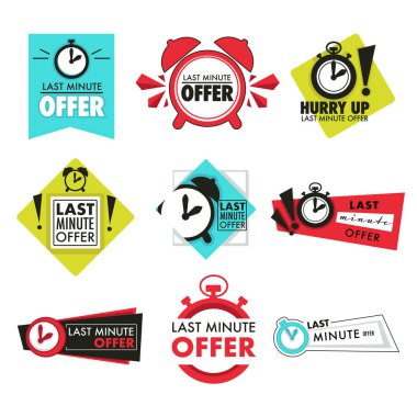 Last minute offer button or sign, alarm clock countdown isolated icon vector. Time, e-commerce and shopping, ringing alarm emblems or logo. Marketing, only chance, retail and shop, online store clipart