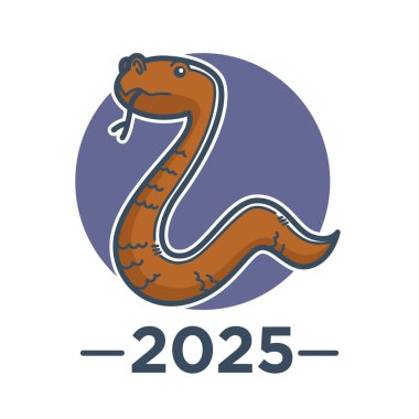 Çin burcu, Doğu Asya burç yılan sembolü, izole simge vektör. Ay takvimi elementi, vahşi zehirli hayvan, sürüngen. Doğu kültürü ve geleneği, 2025 Yeni Yıl maskotu