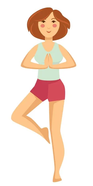 Deporte Estilo Vida Saludable Mujer Haciendo Ejercicio Haciendo Pose Yoga — Vector de stock