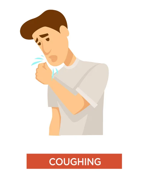 Toux Symptômes Tuberculose Mal Gorge Infection Pulmonaire Vecteur Maladies Respiratoires — Image vectorielle
