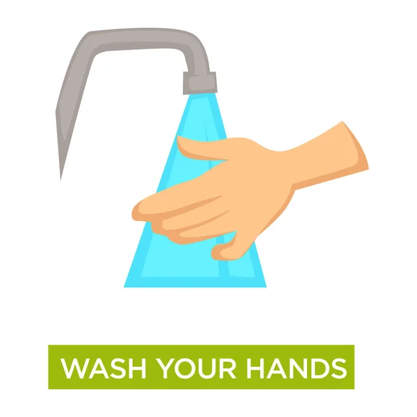 Higiene Limpeza Lavagem Das Mãos Corrente Água Vetor Torneira Pia —  Vetores de Stock