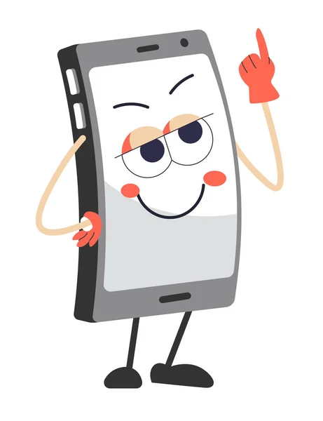 Smartphone Téléphone Portable Avec Visage Les Mains Isolé Icônes Vecteur — Image vectorielle