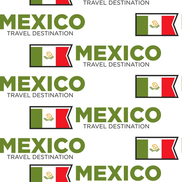 Drapeau National Destination Voyage Mexique Symbole Héraldique Mexicain Vecteur Motifs — Image vectorielle