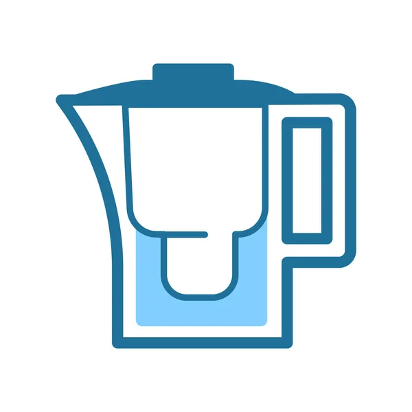 Clean water, jug with filter cartridge or pot, liquid purification isolated icon vector. Plastic container and pure drink, mineral beverage. Kitchenware or cooking electric appliance with handle — Stock Illustration Clean Water Jug Filter Cartridge Pot Liquid Purification Isolated Icon Vector Graphics