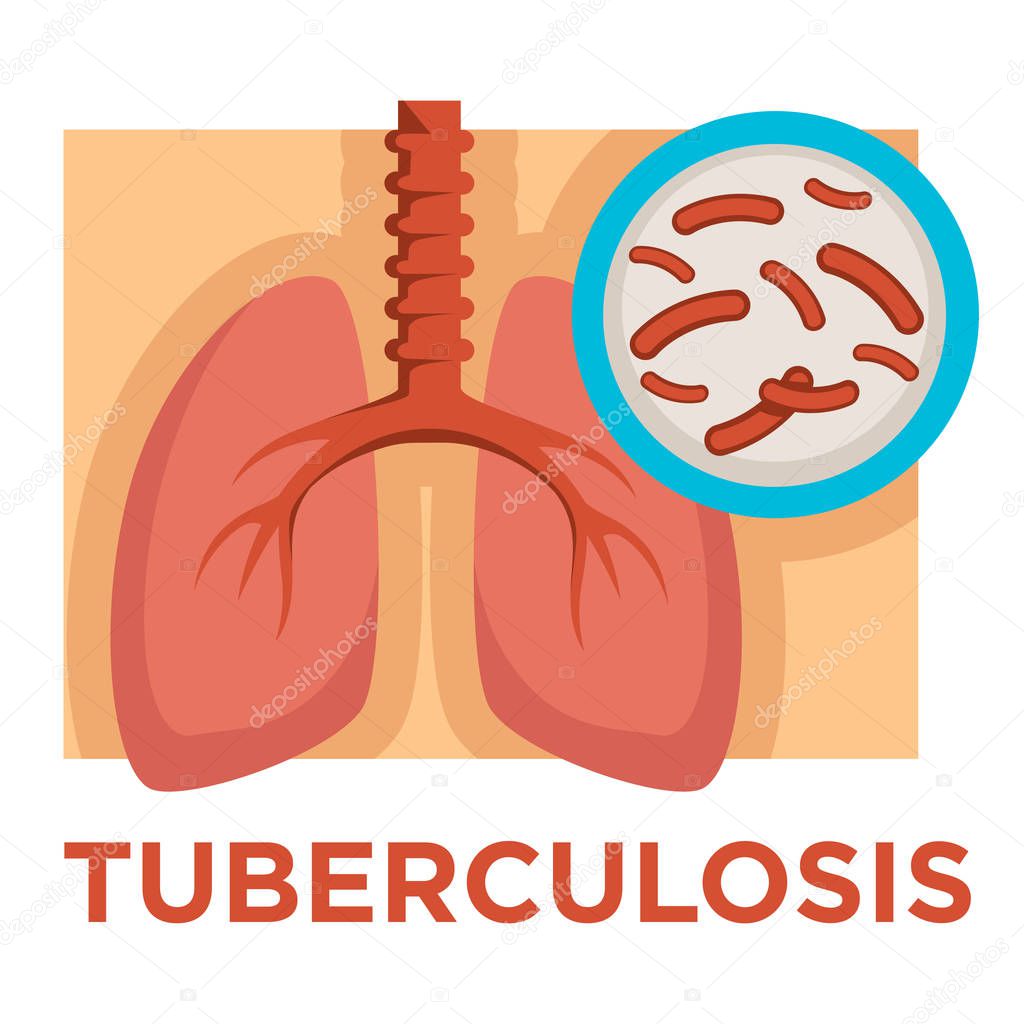 Lungs of infected person, mycobacterium tuberculosis isolated icon vector. Respiratory disease, infection in human internal organ, medicine and treatment. Symptoms and awareness, pulmonary illness