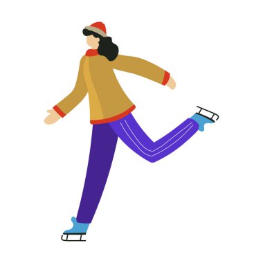 Artistik patinajcı, buz pateni pistinde kız eğitimi, izole kadın karakter