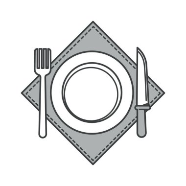 Peçete, çatal bıçak veya masa ayarı üzerinde çatal ve bıçak ile plaka