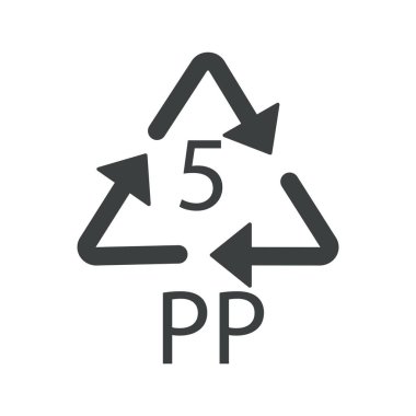 Pp 5 plastik geri dönüşüm sembolü, polipropilen işareti, izole simge
