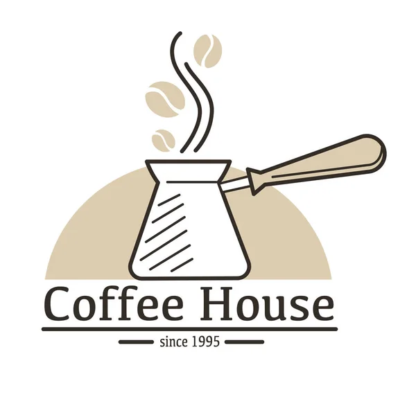 Coffee house isolated icon, turk and arabica beans — Stock Vector