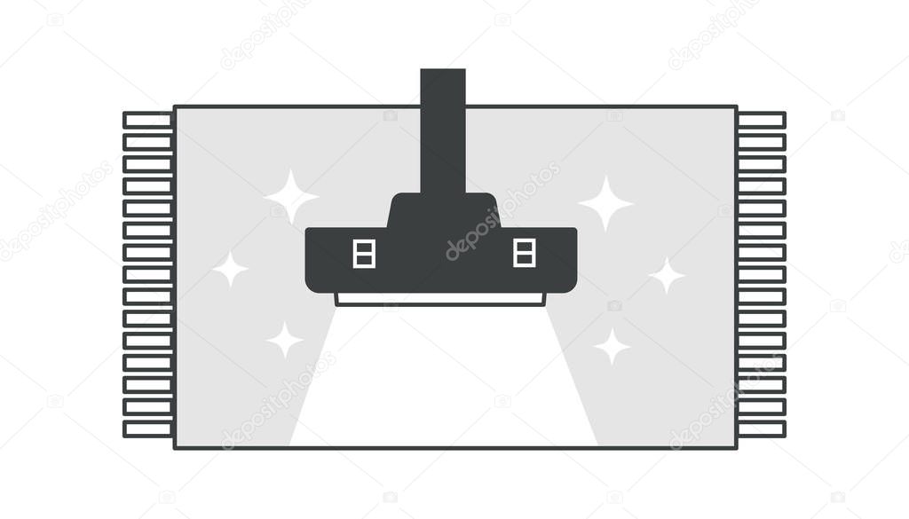 Cleaning carpets with vacuum cleaner and detergent, cleaners service isolated icon vector. Washing rug with hoover, housekeeping and mopping house flooring. Mat and electric appliance, household chore