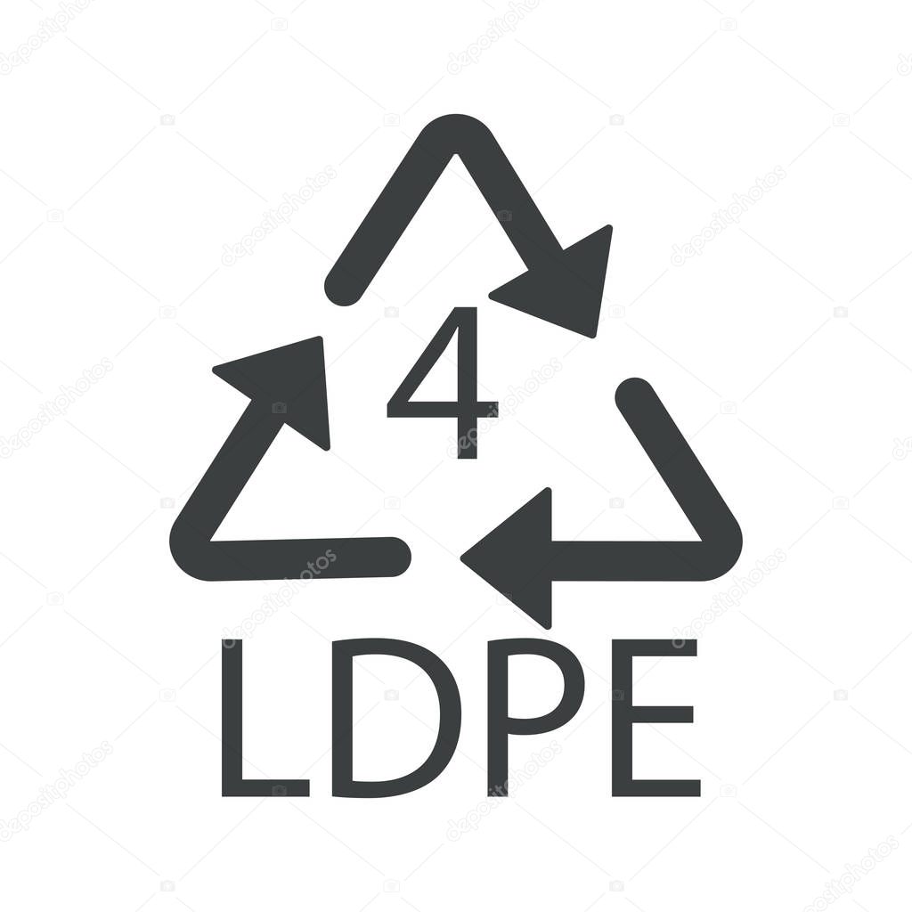 Recycle arrows triangle, plastic recycling symbol, LDPE 4