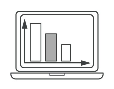 Oklu, istatistikli ve analizli grafiği gösteren bir dizüstü bilgisayar