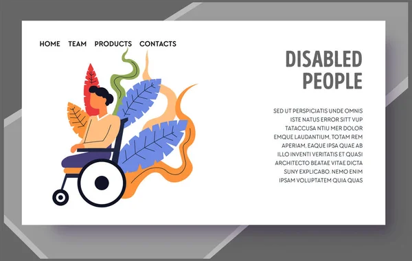 Niño con necesidades especiales, personas con discapacidad aterrizaje plantilla de página web — Vector de stock