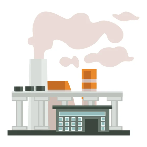 Növények és gyárak füst, kémények vagy csövek, elszigetelt ikon — Stock Vector