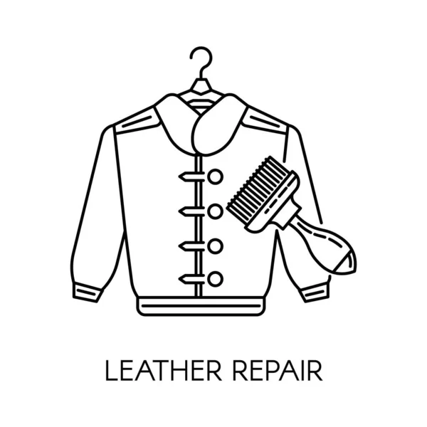 Leather repair clothes service in shop colorless icon — Stock Vector