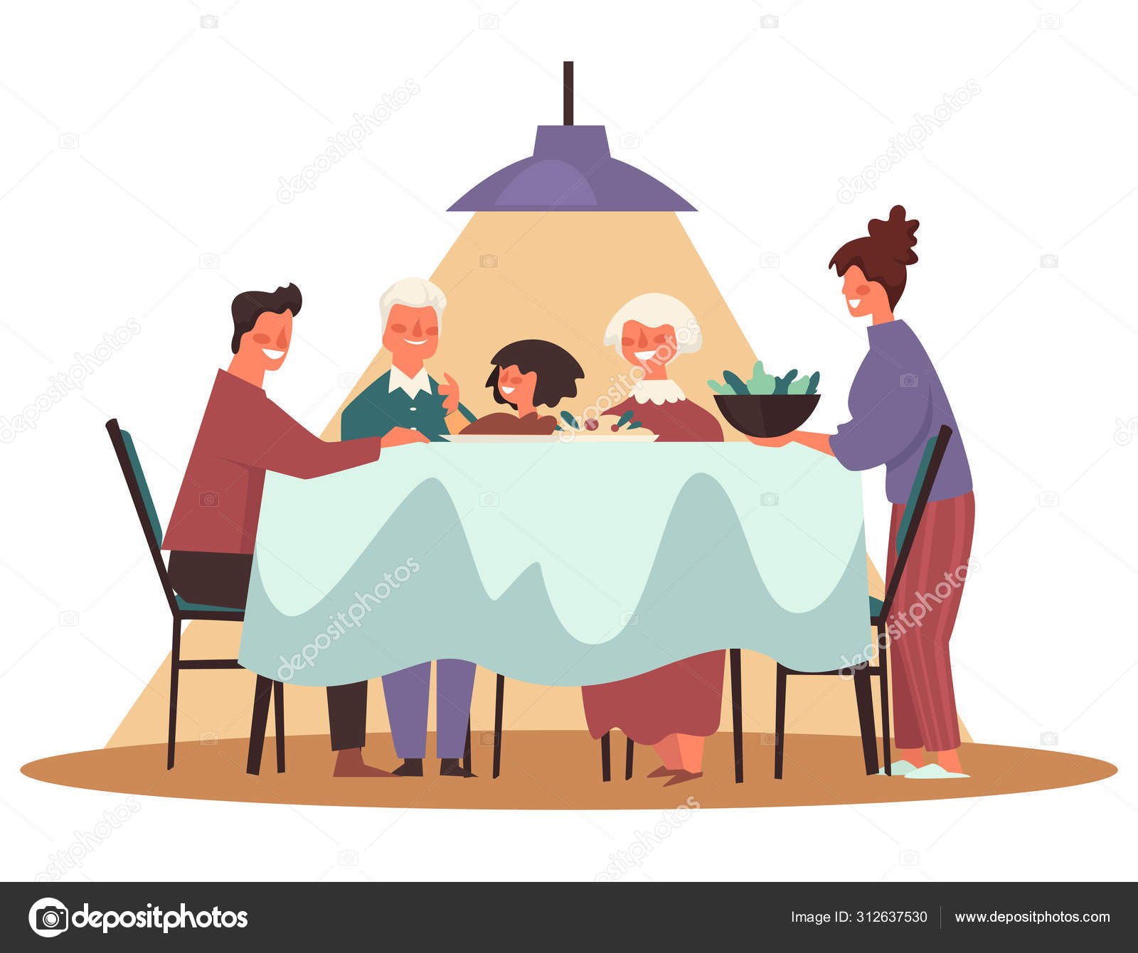 Family dinner Vector Art Stock Images | Depositphotos
