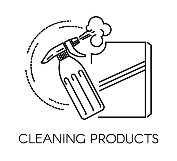 Productos de limpieza, spray y polvo en recipientes — Vector de stock