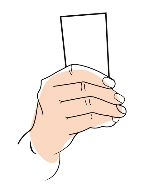 Hand hält Karte oder Papierbogen, Objektattrappe und menschliches Körperteil — Stockvektor