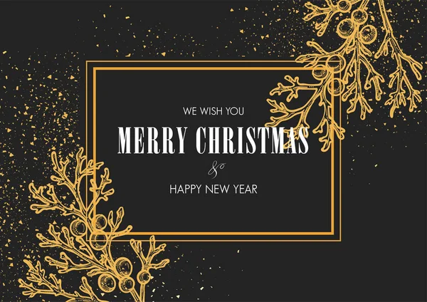 Wesołych Świąt i szczęśliwego Nowego Roku kartka z życzeniami — Wektor stockowy