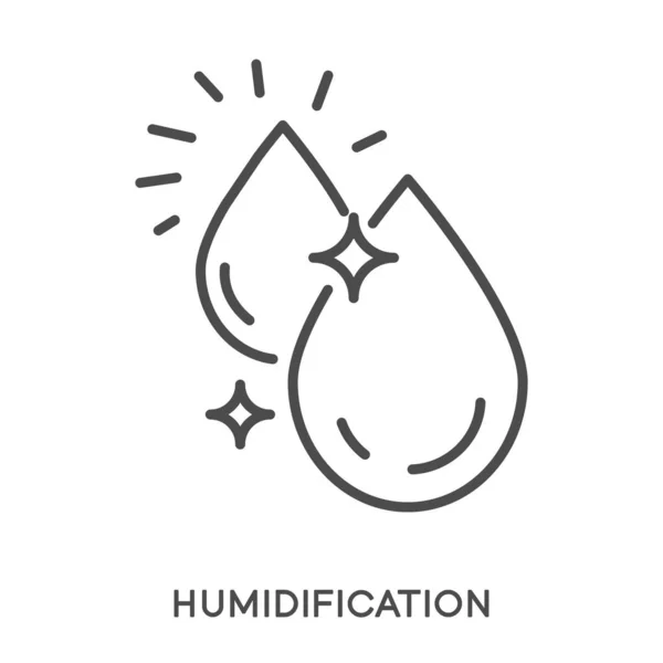 Función de acondicionador de aire o cuidado de la piel, icono lineal aislado de humidificación — Archivo Imágenes Vectoriales