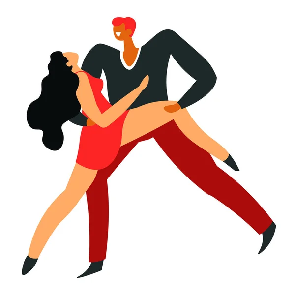 Baile de salón, pareja bailando tango, personajes aislados — Archivo Imágenes Vectoriales