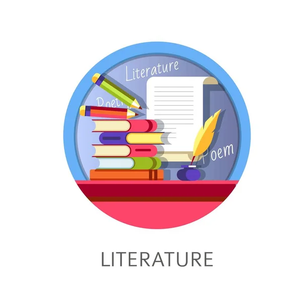 Λογοτεχνία θεματικές μελέτες με θέμα το λογότυπο έννοια — Διανυσματικό Αρχείο