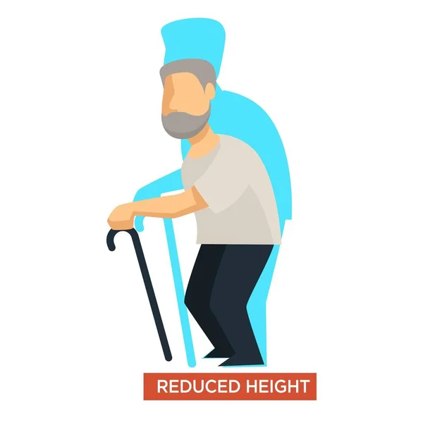 Reduced height aging symptom concept — Stock Vector