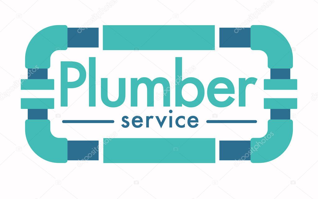 House plumbing repair, plumber service isolated icon vector. Home pipeline and sewage repairment works, kitchen and bathroom piping. Clean tubes and sanitary furniture installment emblem or logo
