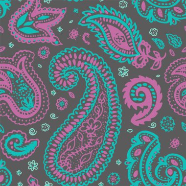 Paisley ya da Türk salatalığı doğuya özgü, pembeli, dikişsiz bir desen.