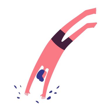 Yüzme havuzuna balıklama atlayan kişi. 