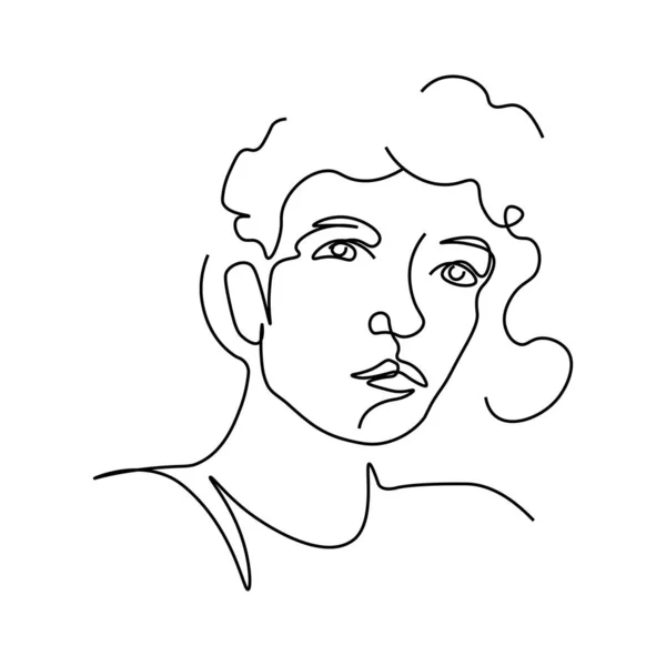 Vrouw portret in minimalistische stijl lijn kunst tekening — Stockvector