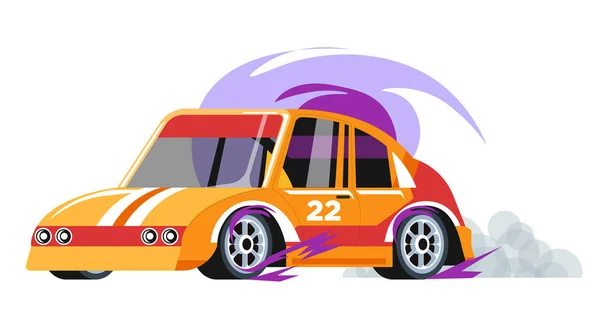 Rave coche con número, vehículo en competición de carreras — Vector de stock