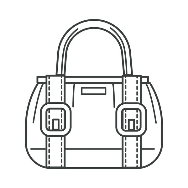 Bolso femenino con rayas y broches icono lineal — Vector de stock