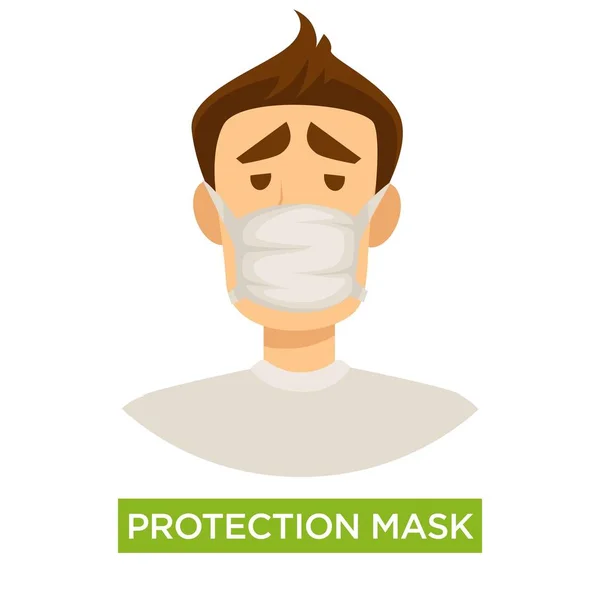 Person mit weißer medizinischer Schutzmaske gegen Viren — Stockvektor