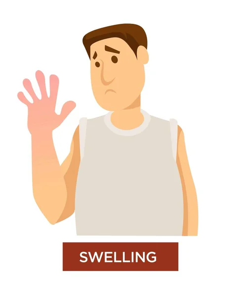 Persona que experimenta hinchazón de manos y síntoma de inflamación — Vector de stock