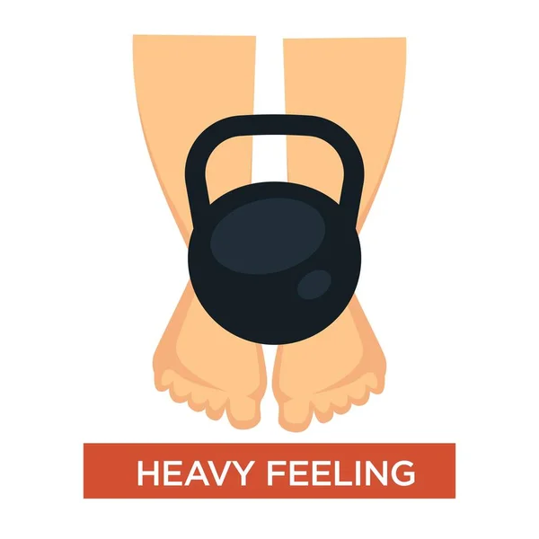 Erős érzés a lábakban tünet, a lábfejek lefelé nehezednek és megduzzadnak — Stock Vector