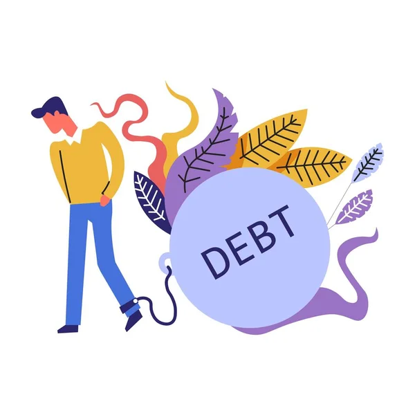 Debt and financial issues themed concept illustration — Stock Vector