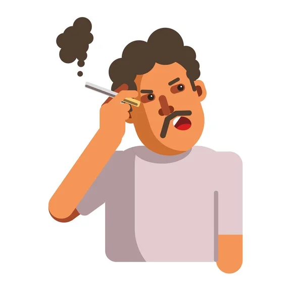 3.吸烟有害健康,有烟云的男性 — 图库矢量图片