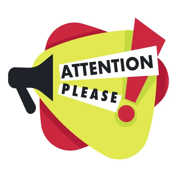 Attention please with exclamation point and megaphone icon — Stock Vector