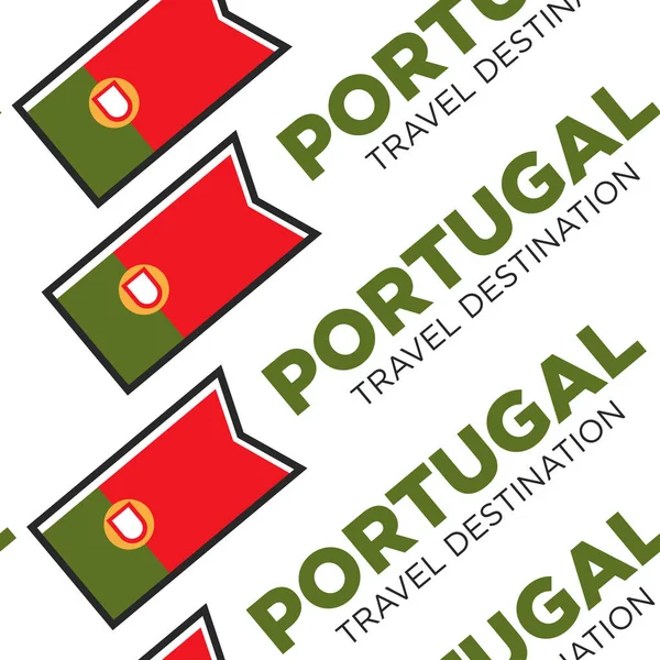 具有国旗无缝图案的葡萄牙旅游目的地 — 图库矢量图片